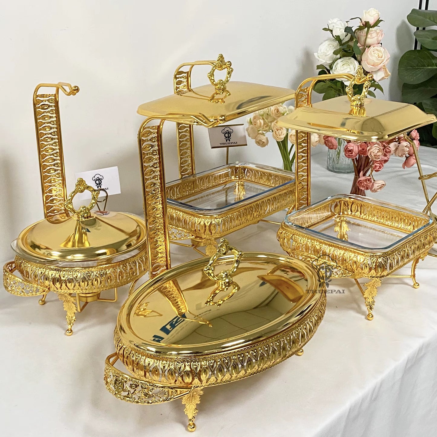 Luxury Golden Glass Hook Chafing Dish